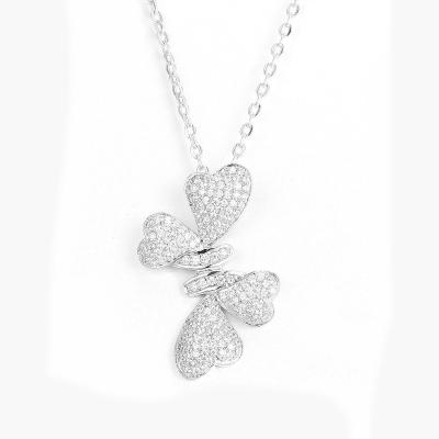 中国 1.73g Sterling Silver Cubic Zirconia Pendant Heart Bow Shape 販売のため