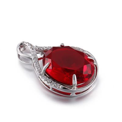 China 2.21g 925 Silver Gemstone Pendant Prada Pearl Necklace With Ruby Pendant for sale