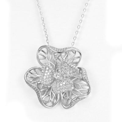 中国 Chanel 925 Silver CZ Pendant 5.38g Sterling Silver Flower Pendant 販売のため