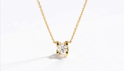 China 18K 18 Karaat Diamond Pendant Yellow Gold Cartier Diamond Necklace Te koop