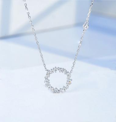 China 0.22ct 18K Gouden Diamond Necklace 12mm 1,8 Gram Open Cirkel Diamond Pendant Te koop