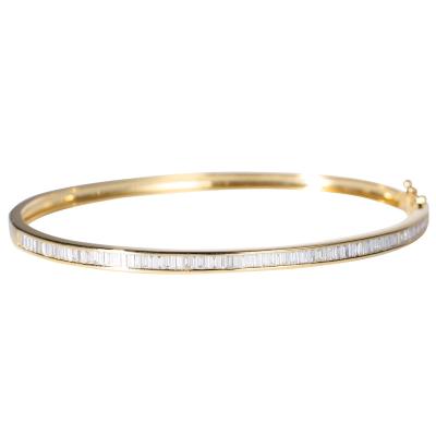 China 55mm 45mm 18K Gold Diamond Bangle 1.0ct White And Yellow Gold Bangle Bracelets for sale