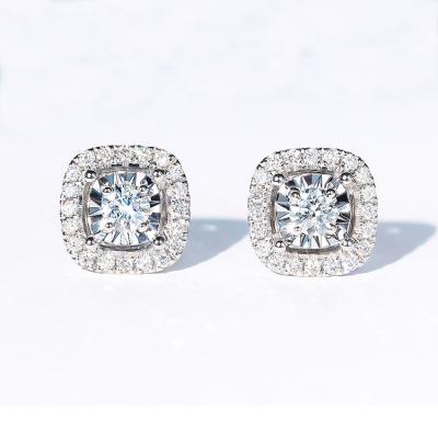 Cina Taglio brillante di 0.38ct 18k dell'oro bianco del giro nobile di Diamond Earrings 2.0g in vendita