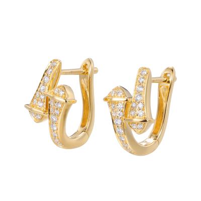 Cina CONTRO il doppio di Diamond Earrings 2.4g 0.16ct dell'oro di chiarezza 18K intestato forma della freccia in vendita