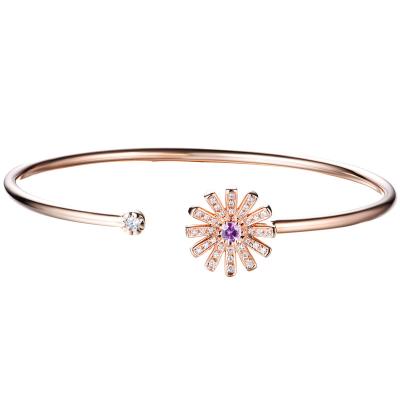 China Durchmesser-festes Edelstein-Armband Diamond Bangles 0.24ct 13mm des Rosa-18K mit Blume zu verkaufen