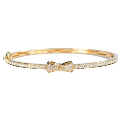 China Kundengebundenes Bowknot-Gold Diamond Bangle Bracelets 18K 0.96ct 16.5cm luxuriös zu verkaufen