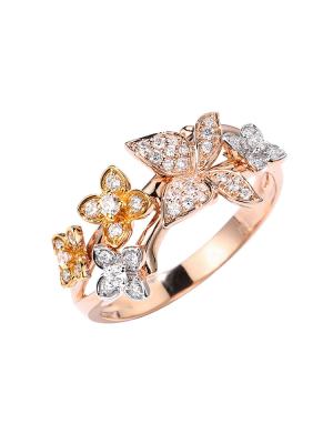 China Rose Gold 18 Karaathuwelijk Ring Butterfly Diamond 0.24ct VERSUS Duidelijkheid Te koop