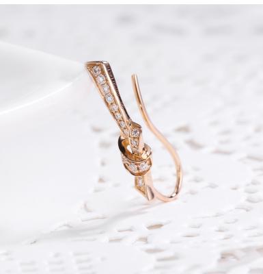 Cina 18k a forma di nodo Rose Gold Diamond Earrings 0.20ct per la sarchiatura del regalo di riunione in vendita