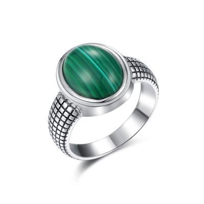 Cina 925 Sterling Silver Malachite Ring Round hanno modellato le fedi nuziali della malachite per le donne in vendita