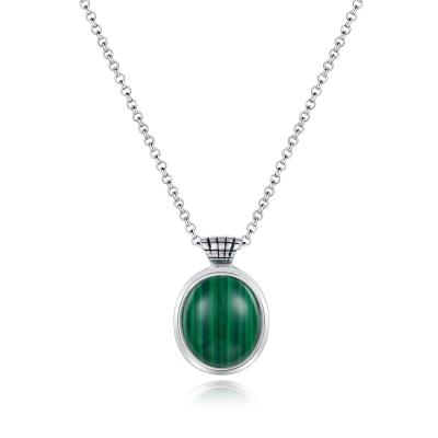 Chine 925 Sterling Silver Malachite Pendant 13x15mm ovale pour des femmes à vendre