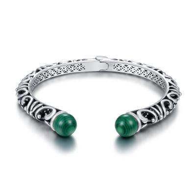 China Personifizierte 925 Sterling Silver Bangles Malachite Bezel, der für Damen einstellt zu verkaufen