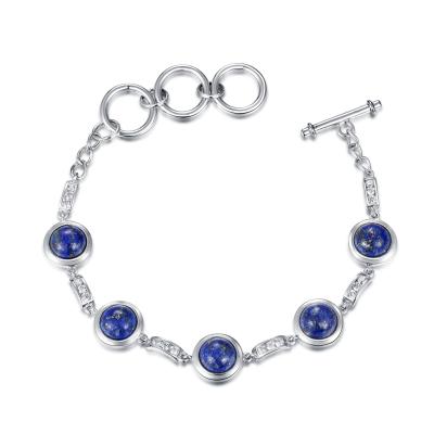 China Birthstones 925 Sterling Silver Bracelet   Rundes Lapislazuli-Armband zu verkaufen