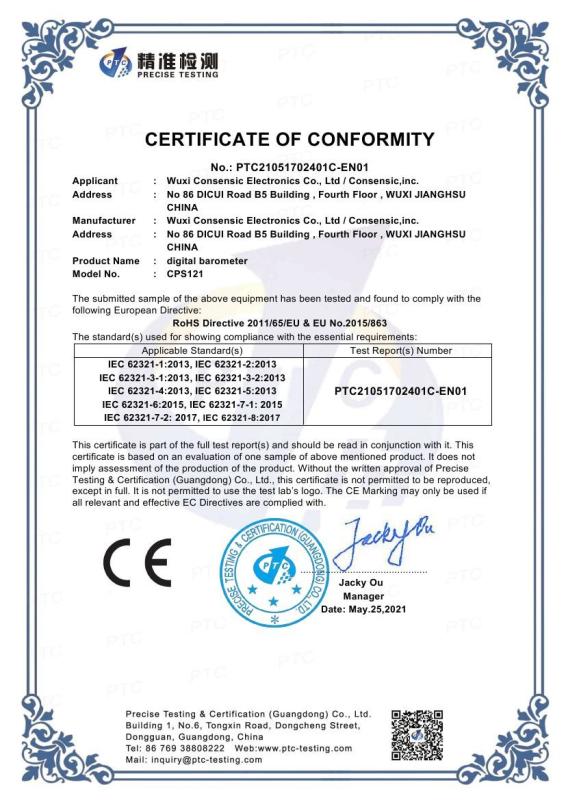 Fournisseur chinois vérifié - Wuxi Consensic Electronic Technology Co., Ltd.