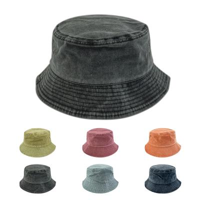 China Custom Parasol Mens Womens Plain Embroidery 3D Breath Logo Stone Washed Cotton Fisherman Hat Dyed Vintage Solid Color Bucket Hat for sale