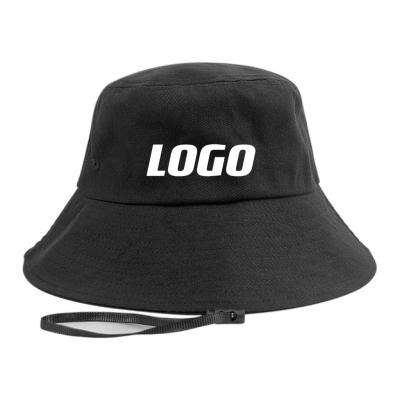 China Cheap collapsible boonie big brim plain cotton sunshade custom quality bucket hats with string for sale