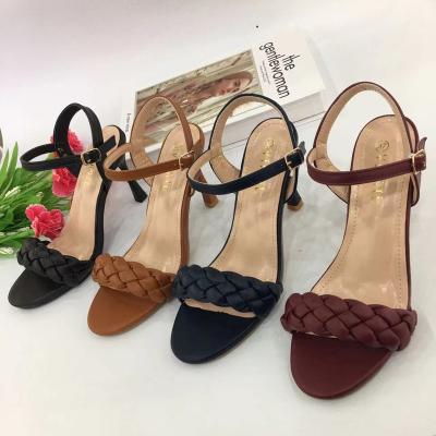 China Factory outlet fashion trend women's high-heeled PU logo high-heeled sandals material customization for sale