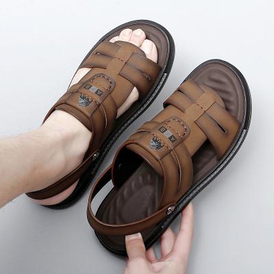 China Massage Men's Fashion Casual Sandals Beach Shoes Soft Unique Genuine Leather Quick Drying Men Indoor Outdoor Slippers Sandal for sale