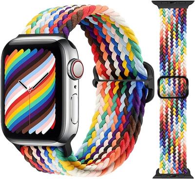 China Durable Waterproof Nylon Braided Solo Loop For Apple Watch Band 45mm 44mm 40mm Series7 6 Se 5 4 Adjustable Elastic Strap For iwatch 3 42mm Strap for sale