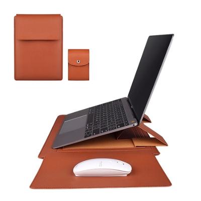 China Custom Leather Shockproof Laptop Tote Bag with Stand Mouse Pad Laptop Sleeve Pouch for MacBook Air for sale