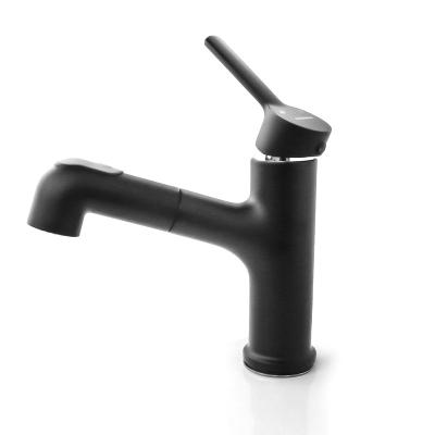 China Pull Out Spray China Sanitary Ware Factory Countertop Mounted Pull Out Faucet Cold Water Torneira Banheiro Black Zinc Mixer Taps for sale