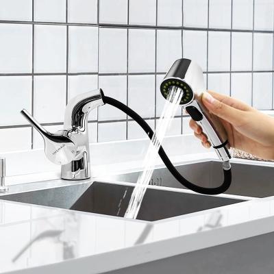 China Pull Out Spray High Performance Multi-Function Ajustable Pull-Out Zinc Tall Bathroom Faucet Bathroom Taps Robinet Rotatif for sale