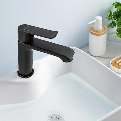 China Metered Faucets High Quality Black Deck Mounted Zinc Alloy Handle Brass Body Wash Basin Faucet Bathroom Sink Faucet Water Faucet for sale