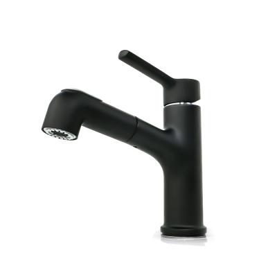 China Pull Out Spray GaoZhi Modern Zinc Alloy Body Black Hot And Cold Mixer Tap Pull Out Water Bathroom Sink Basin Faucets for sale