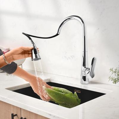 China Pull Out Spray 2022 New Design Modern 2 Modes Single Handle Hole Sink Faucet Pull Down Sink Taps Faucet Kitchen for sale