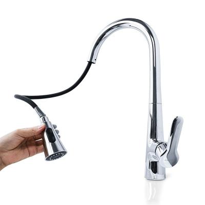 China Pull Out Spray New Modern Zinc Alloy Body Gooseneck Kitchen Taps Adjustable Faucet Pull Down Single Handle Kitchen Faucet Pull Out for sale