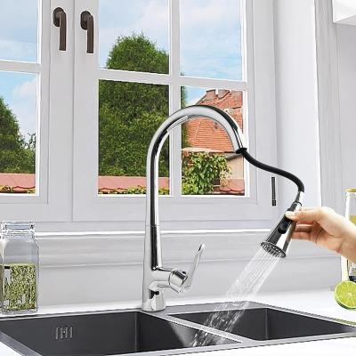 China Pull Out Spray Single Handle Pull Down Sprayer Spring Cold Kitchen Faucet Stainless Steel Rotation Kitchen Faucets Sink Faucet Kitchen for sale