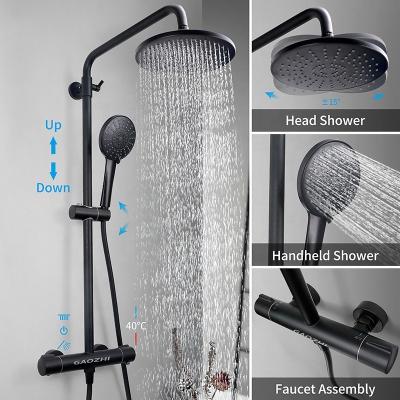 China Without Slide Bar GaoZhi Zinc Alloy Spout Round Head PPA Cartridge Bathroom Taps Shower Mixer Hotel Shower Set With Slide Kit for sale