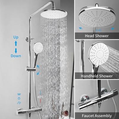 China Without Slide Bar GaoZhi High Performance Stainless Steel Column Wall Mounted Rain Shower Mixer Bathroom Wash Room Shower Set for sale