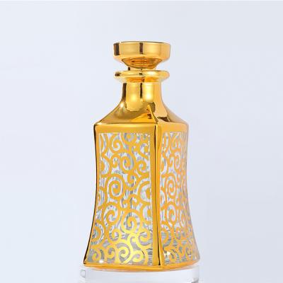 China Perfume Bottle 150ml Empty Square Glass Perfume Bottle Gold With Box UV Engraving for sale