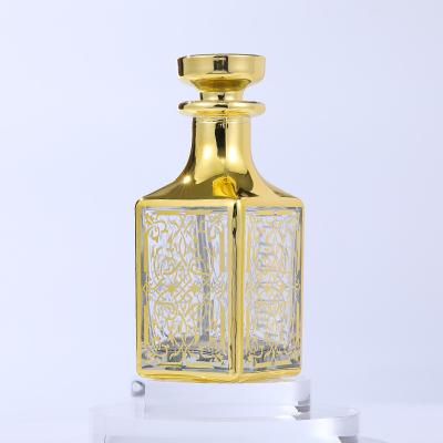 China Refillable Perfume Bottle Bottles Gold Arabic Style Perfume Bottle Glass Plating Model 150ml Perfume Spray Gold Bottle for sale