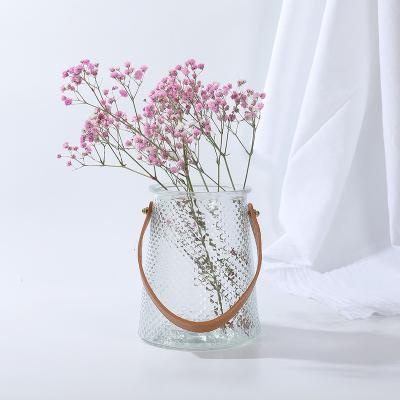 China Minimalist Custom Vase Hanging Transparent Gray Vase Brown Portable Vase Home Decoration for sale