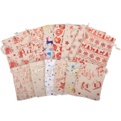 China Eco-Friendly Advent Calendar Bags Stickers Tree DIY Advent Bags 1-24 Hanging Bags Christmas Countdown Hessian Burlap Bags for sale