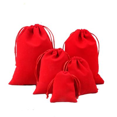 China Modern Custom Small Bags Charger Velvet Wedding Return Gift Wrapping Cloth Bags Red Wine Small Pouch Bags Drawstring for sale