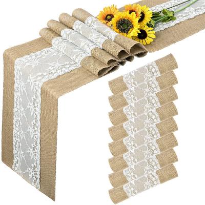 China Durable Natural Burlap Table Runner Hessian Burlap Table Runner Vintage Burlap Table Cover Decoration for Rustic Wedding Decorations for sale