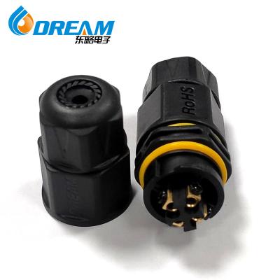 China Electric Bike IP68 LED Power Cable Screw Fixing Waterproof Connector Brass Metal Contacts Screw Lock Male And Female Nylon Connector for sale