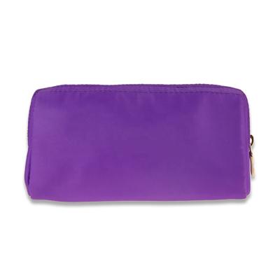 China High Quality Purple Nylon Zippered Cosmetic Pouch Small Zipper Pouch Bag Makeup Set Travel With Gold Zipper for sale