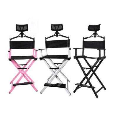 China OEM Modern Utility Folding Makeup Artist Chair Professional Salon Portable Aluminum Material Chair With Headrest for sale