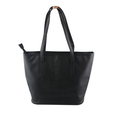 China Popular Sale Black Handled Saffiano Tote Hand Bag Custom Eco Friendly PU Leather Shopping Bags For Gift for sale