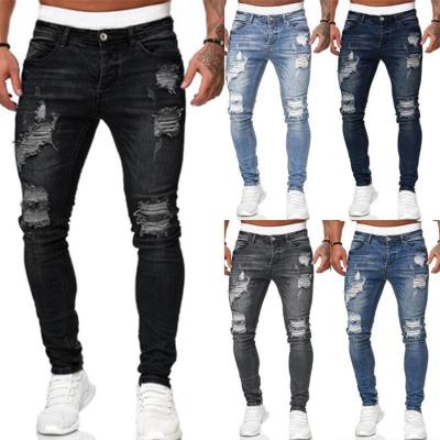 China Breathable dropship mens non-ripped jeans pants slims skinny jeans men super shredz Jens distressed skinny denim fit for man for sale