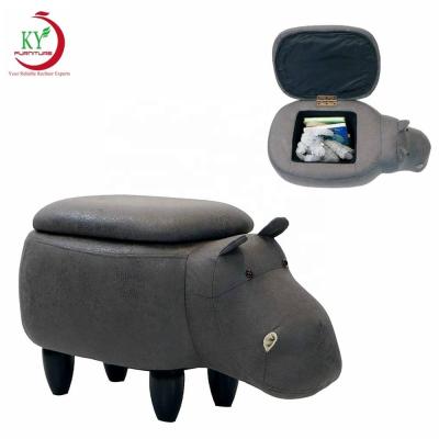 China JKY Leather Animal Storage Furniture Stool Ottoman Seat Stool Storage With 4 Wooden Legs for sale