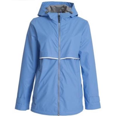 China Outdoor Custom Polyester Water Repellent Nylon Waterproof Fabric Breathable Jacket Blue for sale