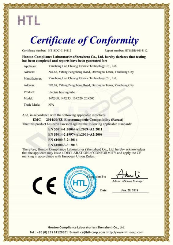 CE - Yancheng Lan Chuang Electric Technology Co., Ltd.