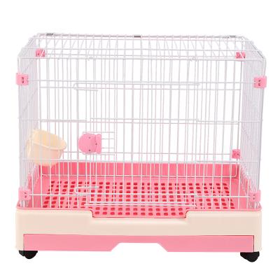 China Viable Convenient To Clean PP Drawer Aluminum Metal Wire Frame Dog Cage Durable Dog Cage With Wheels for sale