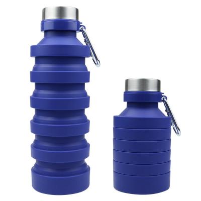 China Wholesale 550ML Viable Reusable Outdoor Collapsible Silicone Factory BPA Travel Collapsible Water Bottle for sale