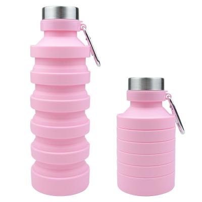 China Factory Wholesale BPA Free Reusable Collapsible Silicone 550ML Factory Travel Collapsible Water Bottle for sale