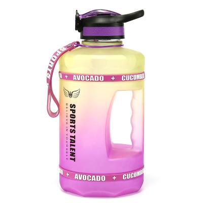 China Viable Custom Logo Eco-Friendly Portable Wide Mouth 2.2L Sports Plastic Water Bottle With Time Motivational Marker for sale